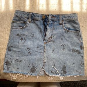 Urban Outfitters Denim mini skirt with graphics